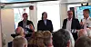SIKKERHETSPOLITIKK: Hvordan norsk maritim næring spiller en rolle i sikkerhetspolitikken var spørsmålet Maritimt Forum stilte. Fra venstre Tor Arne Borge, Kystrederiene; Hege-Merethe Bengtsson, Dnmf; Hans Sande, NSOF og Oliver Berdal, Sjef Sjø, Forsvaret.