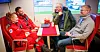 TRIVSEL: Elin Kamara, Hogne Kirkebø, Leiv Johnny Fjellro og vikarskipper Jan Magne Korneliussen koser seg. Det er vaktbelastningen som er «hodepinen» for sjøfolka.
