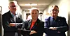 STOD SAMMEN: Forhandlingslederne fra Maritimt Hus. Fra venstre: Jan Erik Lundby, Norsk Sjømannsforbund; Hege-Merethe Bengtsson, Det norske maskinistforbund og Hans Sande, Norsk Sjøoffisersforbund.
