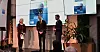 Profileringsdirektør i Norges Rederiforbund, Christine Korme, i prat med klima- og miljøminister Andreas Bjelland Eriksen og administrerende direktør i Norges Rederiforbund, Knut Arild Hareide.